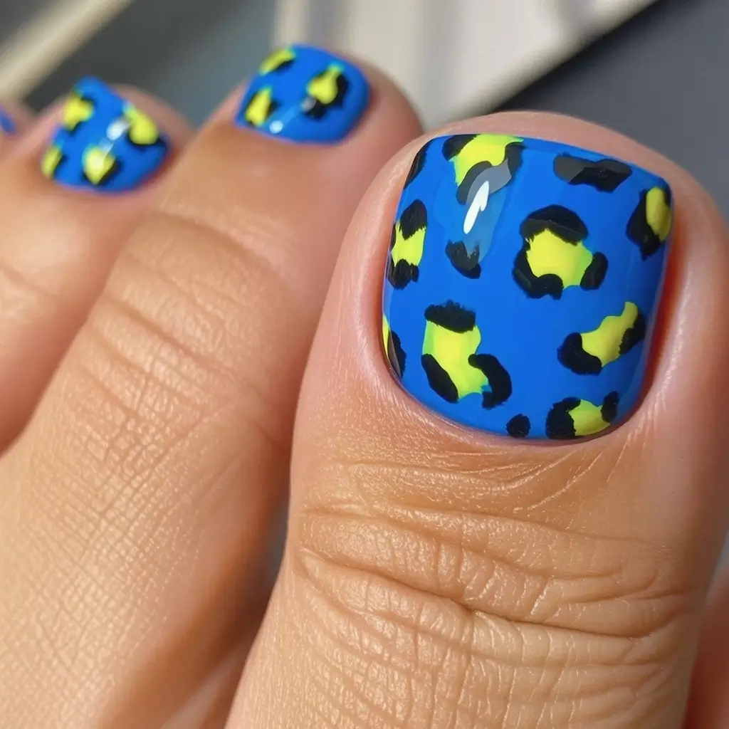Fall Toe Nail Colors 2025 Ideas Pop Art Blue Leopard