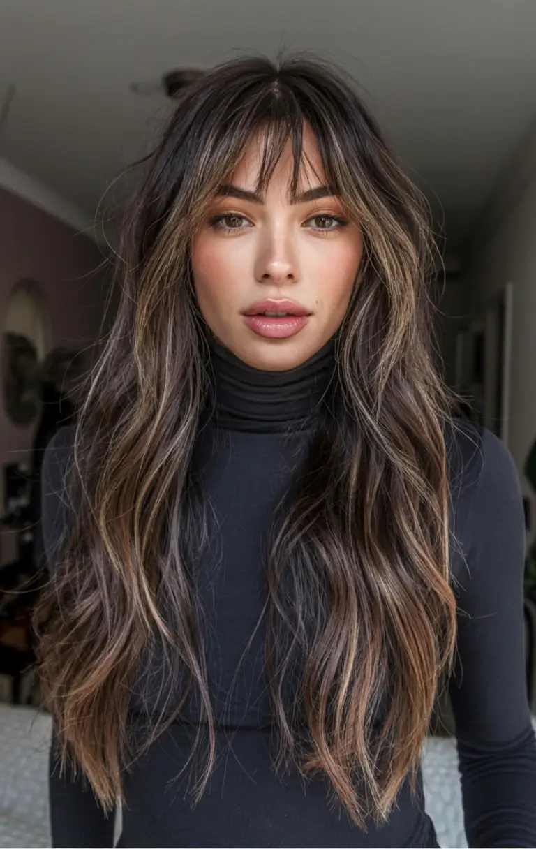 Haircut Inspiration for Fall 2025 Long Tousled Layers with Fringe Tips