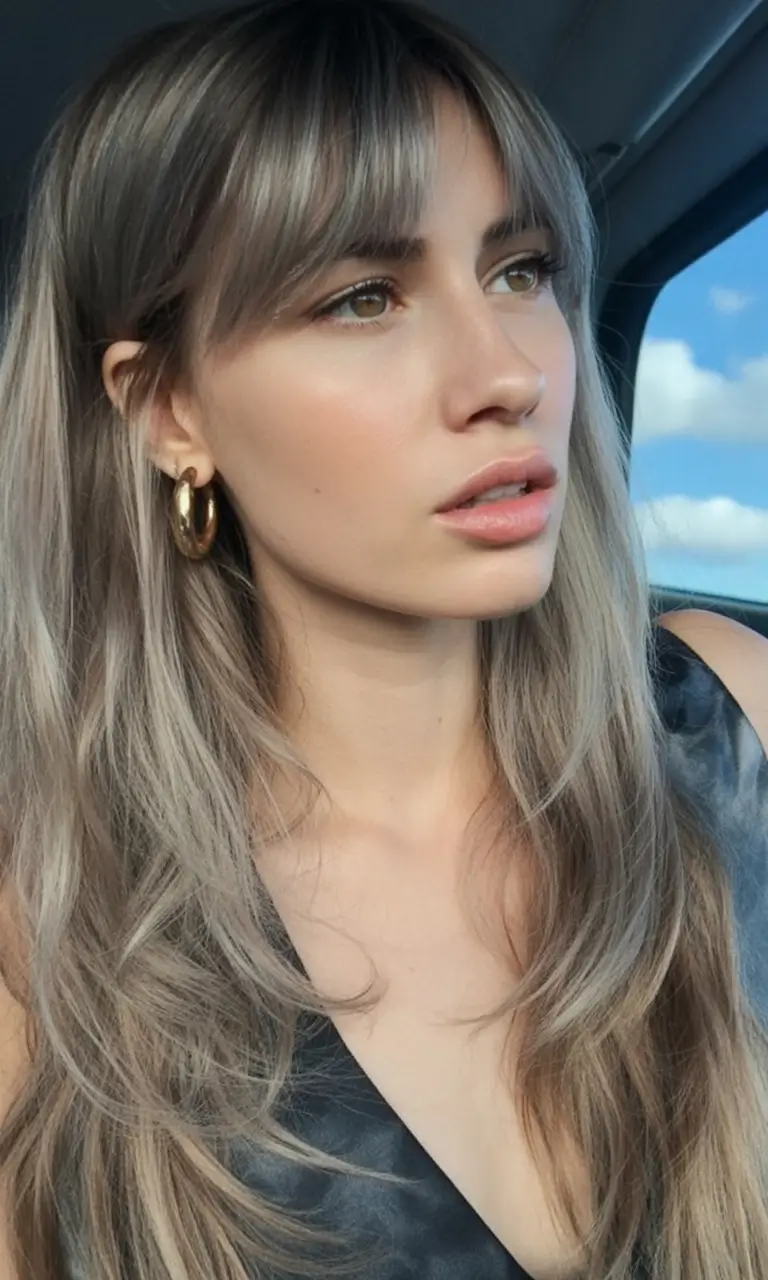 Haircut Inspiration for Fall 2025 Soft Ash Brown with Middle-Parted Fringe