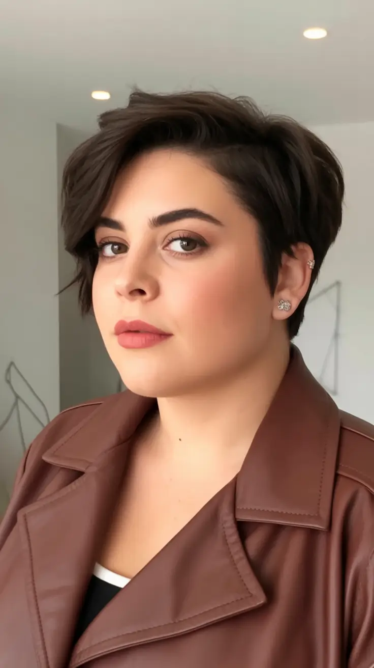 Haircuts for Chubby Face Shapes — Fall 2025 Chic Brown Crop with Side Volume