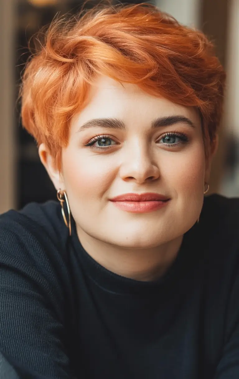 Haircuts for Chubby Face Shapes — Fall 2025 Copper Pixie That Sparks Confidence