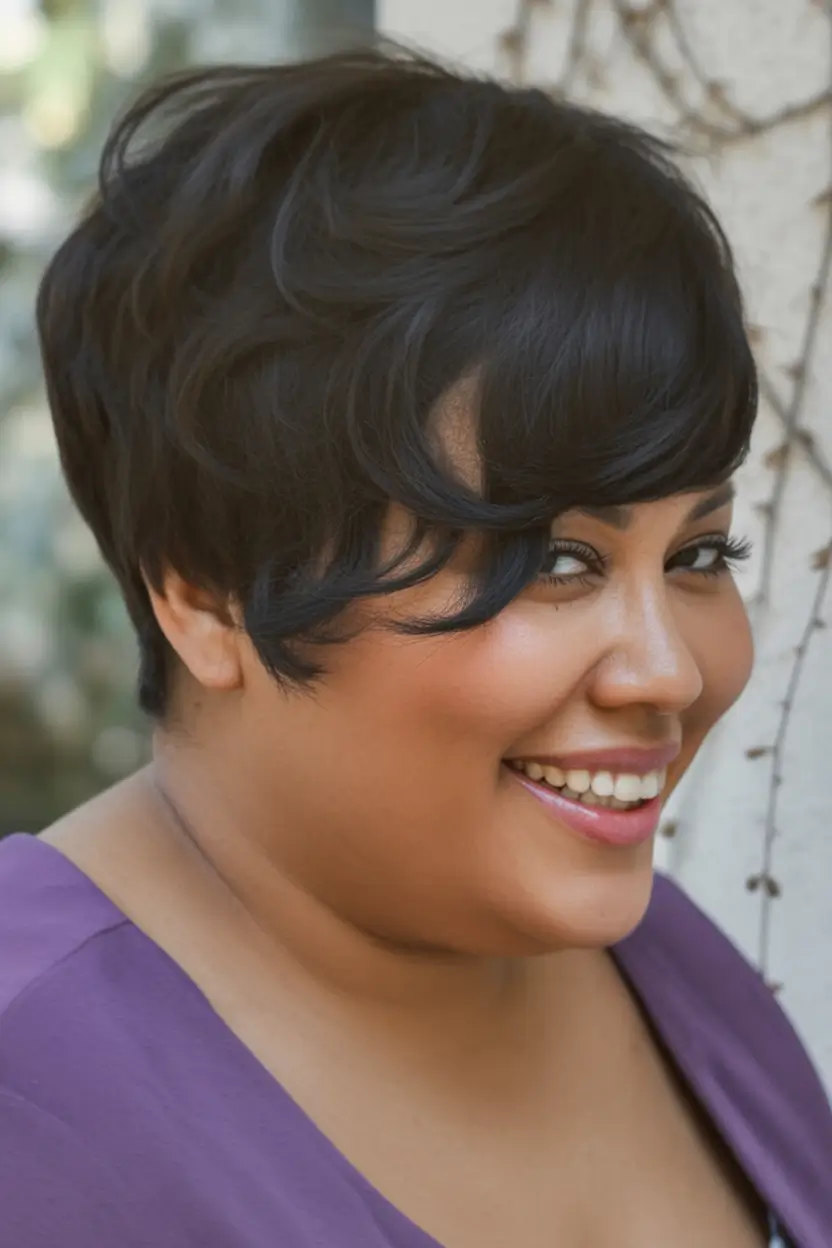 Haircuts for Chubby Face Shapes — Fall 2025 Pixie with Side-Swept Fringe