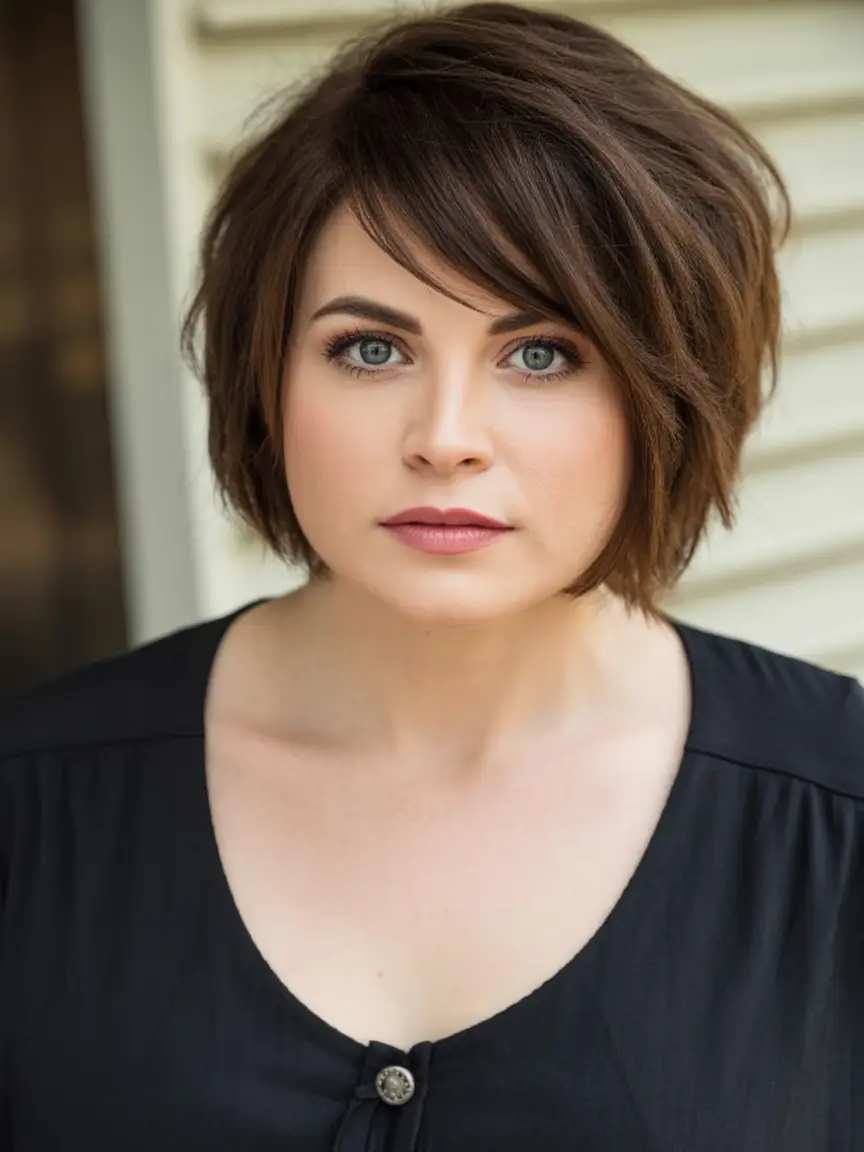 Haircuts for Chubby Face Shapes — Fall 2025 Angled Bob with Face-Framing Layers