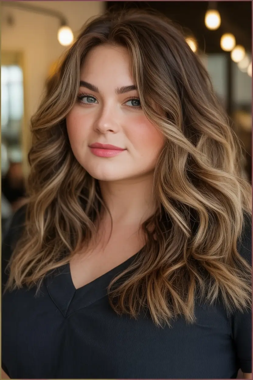 Haircuts for Chubby Face Shapes — Fall 2025 Soft Waves with Middle Part Elegance