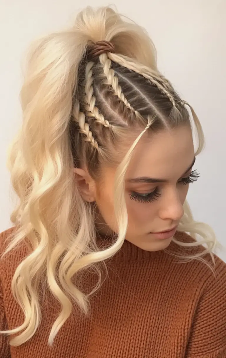 Long Fall Hairstyles to Love in 2025 Playful Braids and High Ponytail Combo