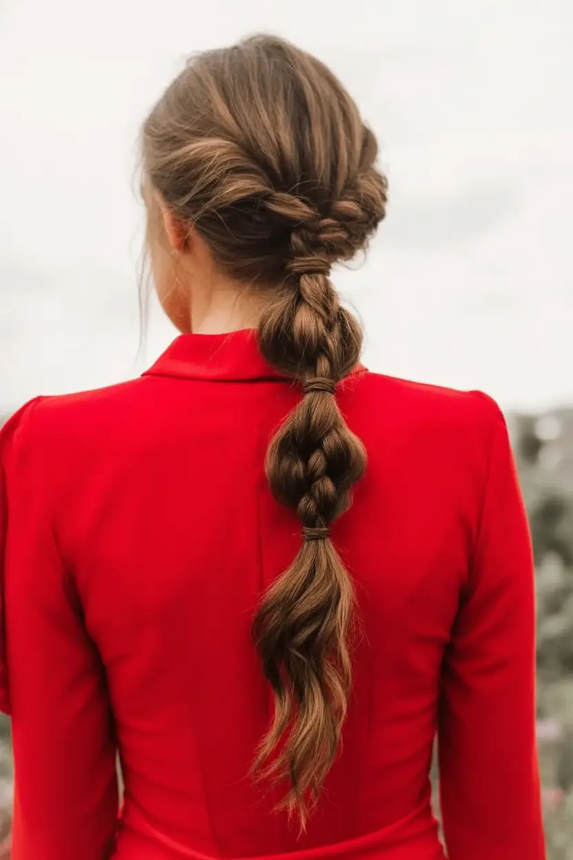 Long Fall Hairstyles to Love in 2025 Textured Bubble Braid with a Twist