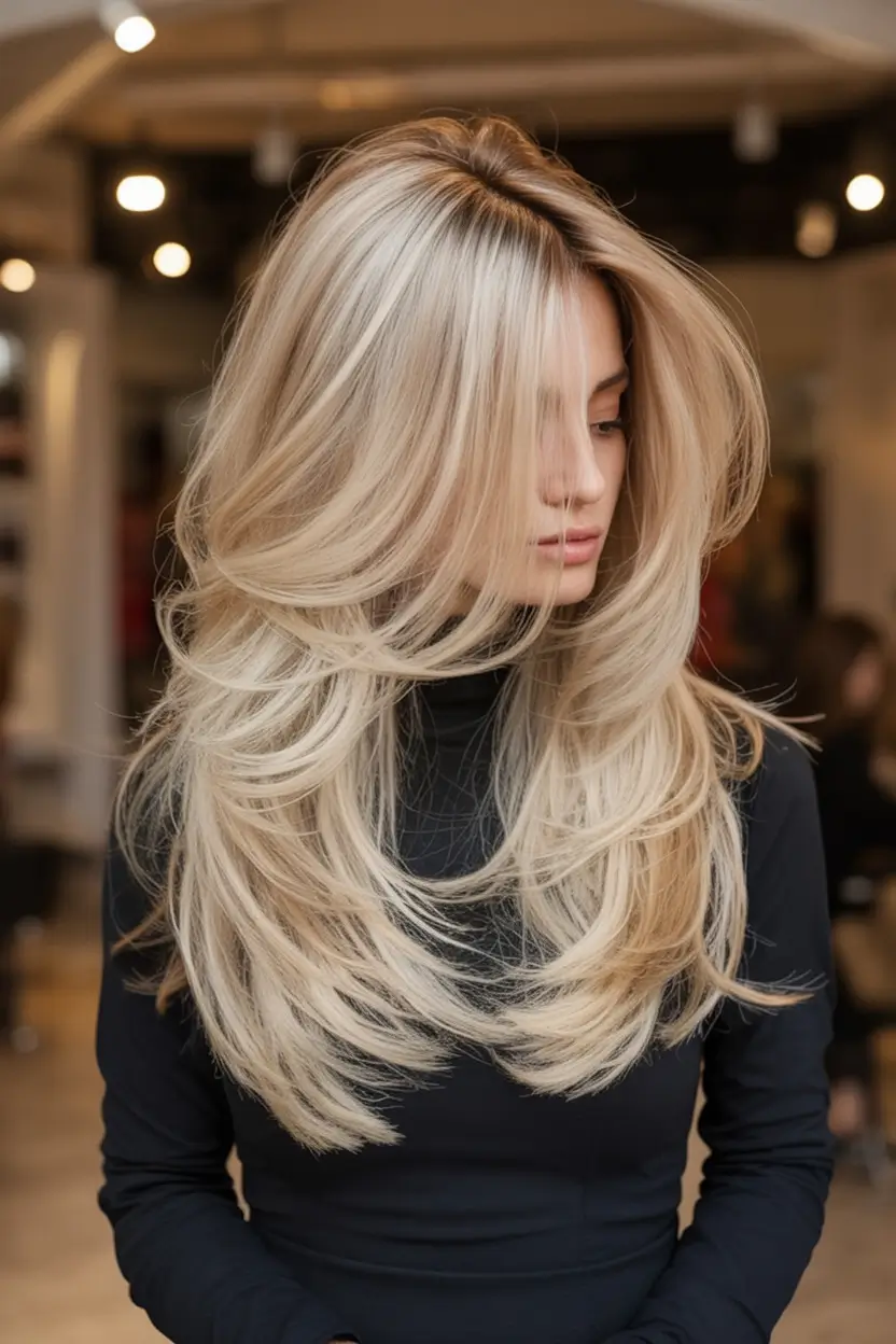 Long Fall Hairstyles to Love in 2025 Blonde Bombshell Blowout with Layers