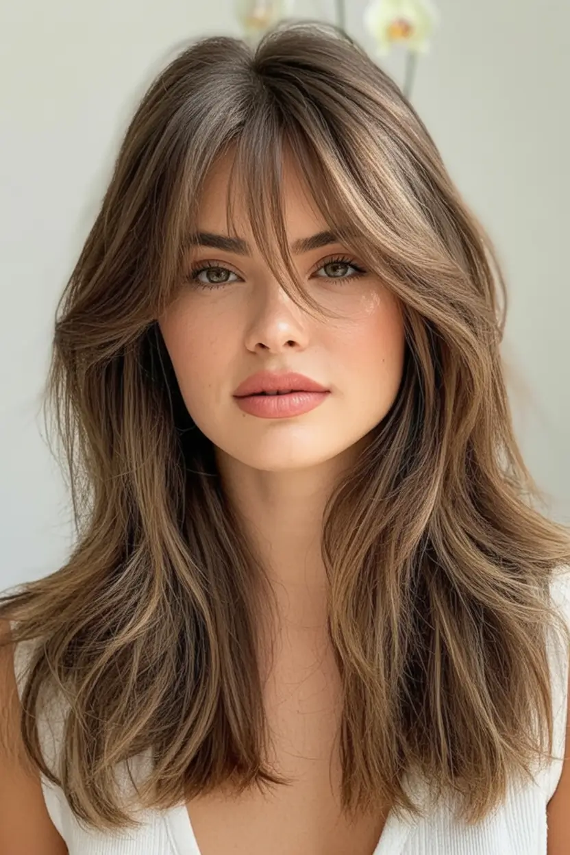 Medium-Length hairstyle for Fall 2025 Natural Part with Barely-There Layers