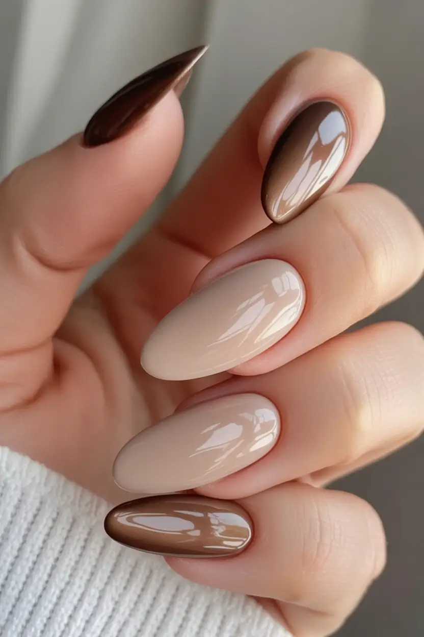 minimalist fall nails 2025 Ombre Mocha Fade