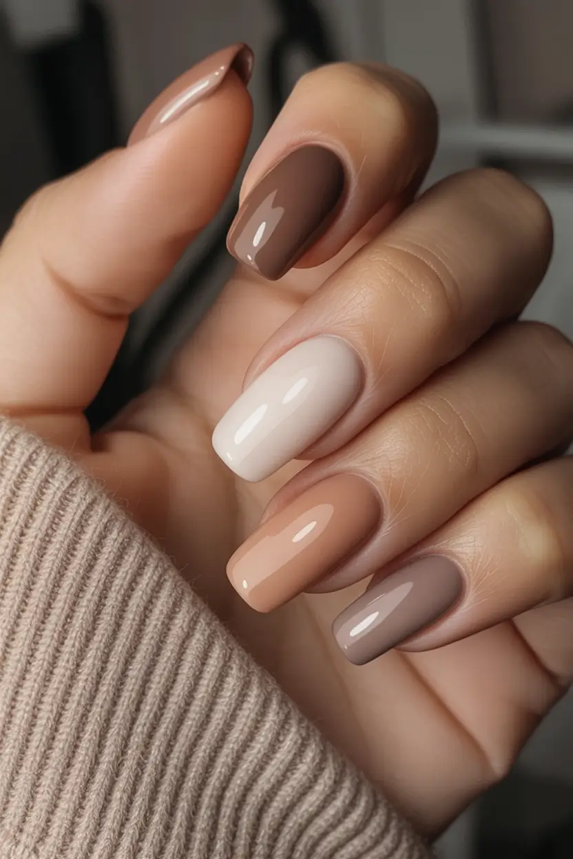 minimalist fall nails 2025 Neutral Sweater Gradient