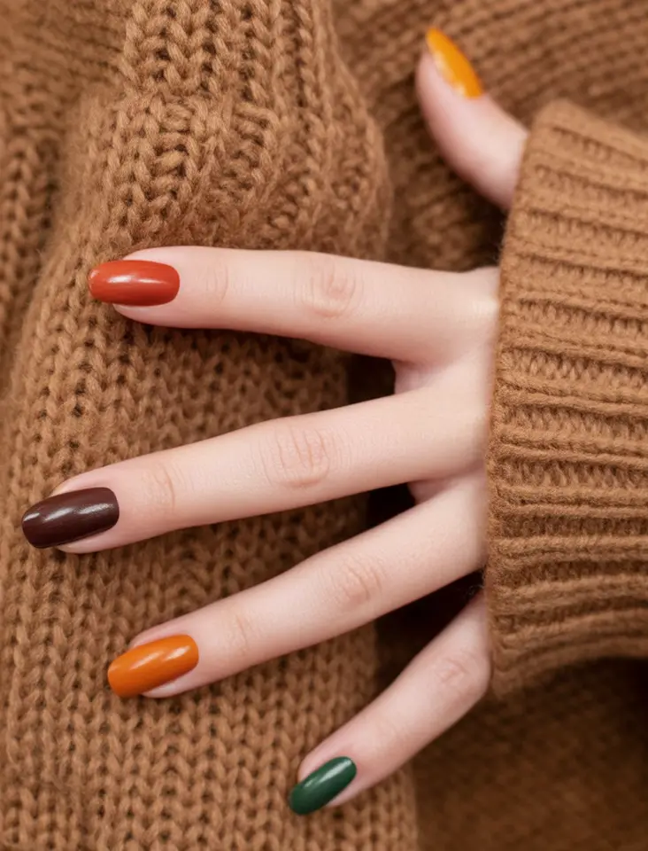 minimalist fall nails 2025 Harvest Rainbow Palette