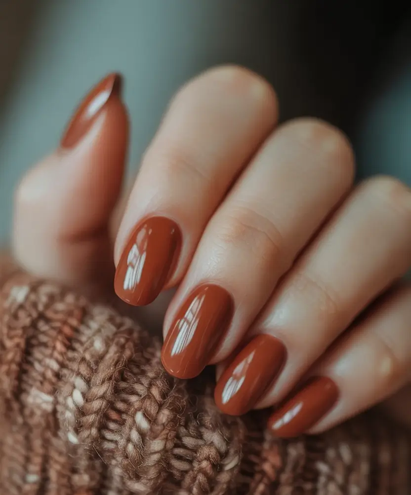 minimalist fall nails 2025 Burnt Cinnamon Classic