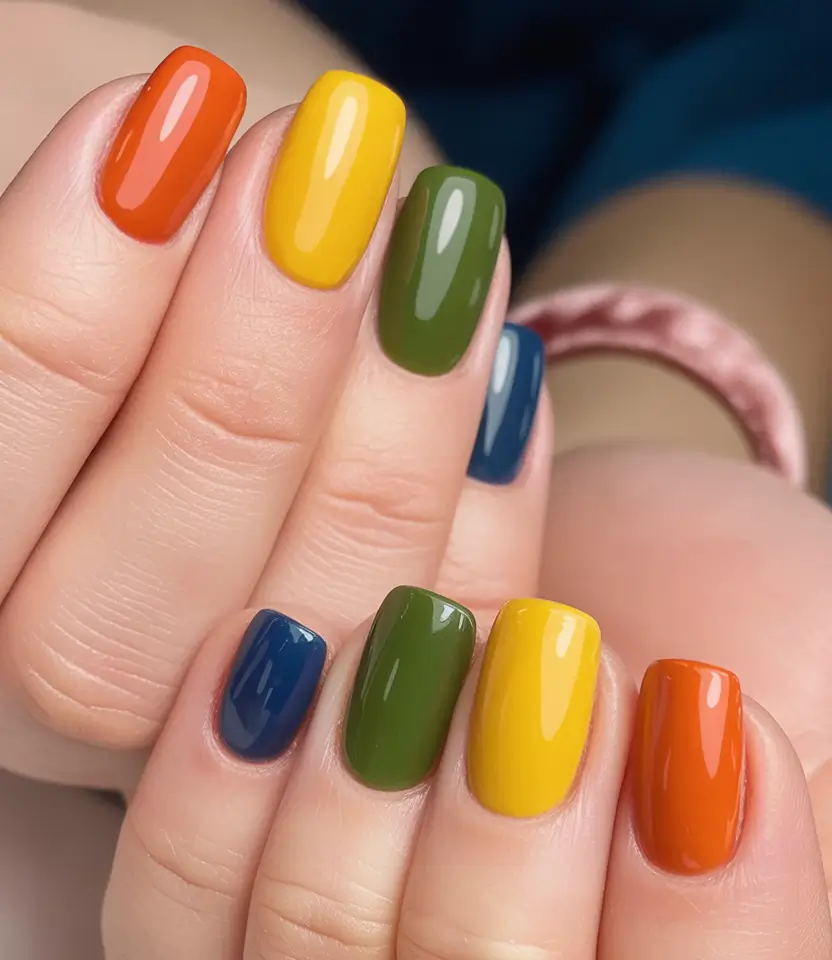 minimalist fall nails 2025 Modern Retro Rainbow