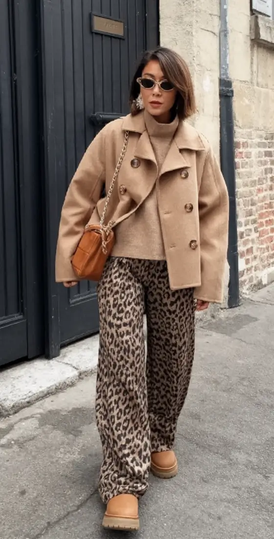 On-Trend Fall outfits Ideas 2025 Bold Meets Cozy Leopard Lounge Luxe