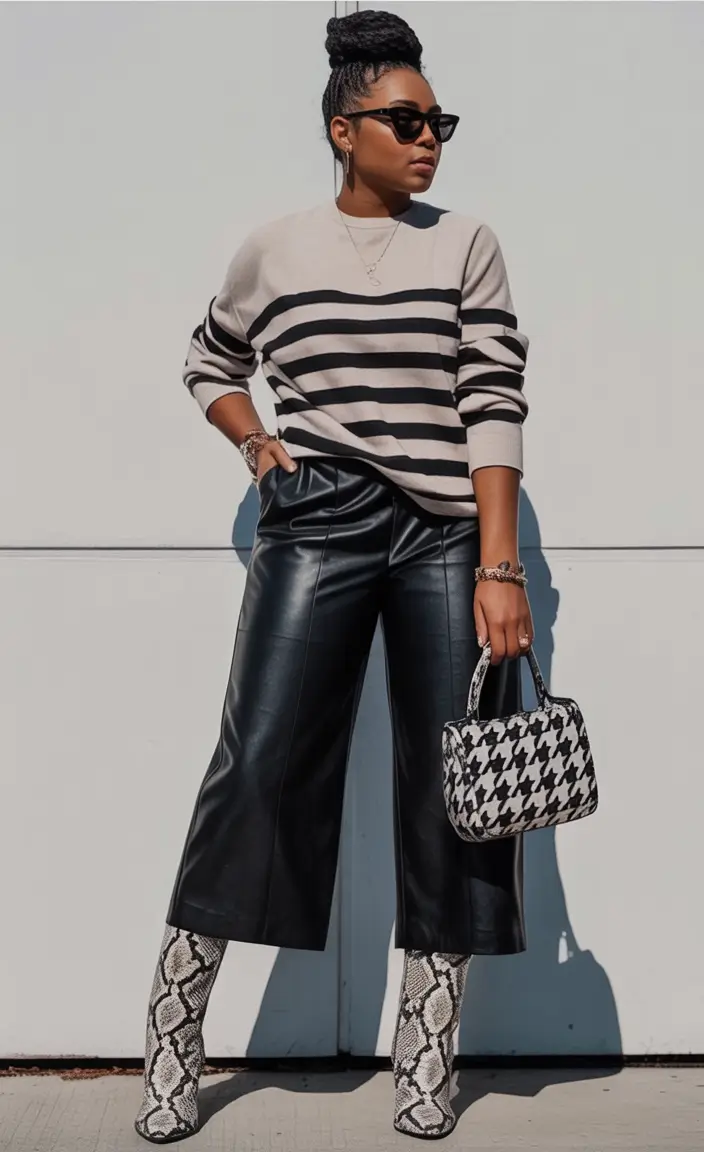 On-Trend Fall outfits Ideas 2025 Black White Snake All Over
