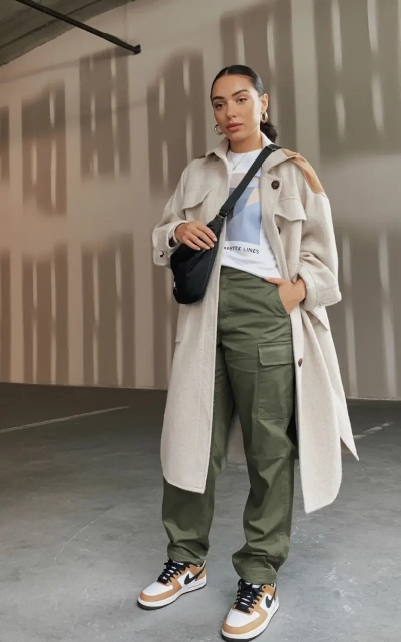 On-Trend Fall outfits Ideas 2025 Cargo and Coffee Runs