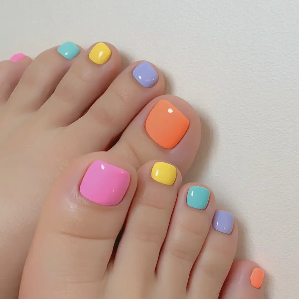 Pretty Toe Nail Ideas for September 2025 Candy-Coated Brights