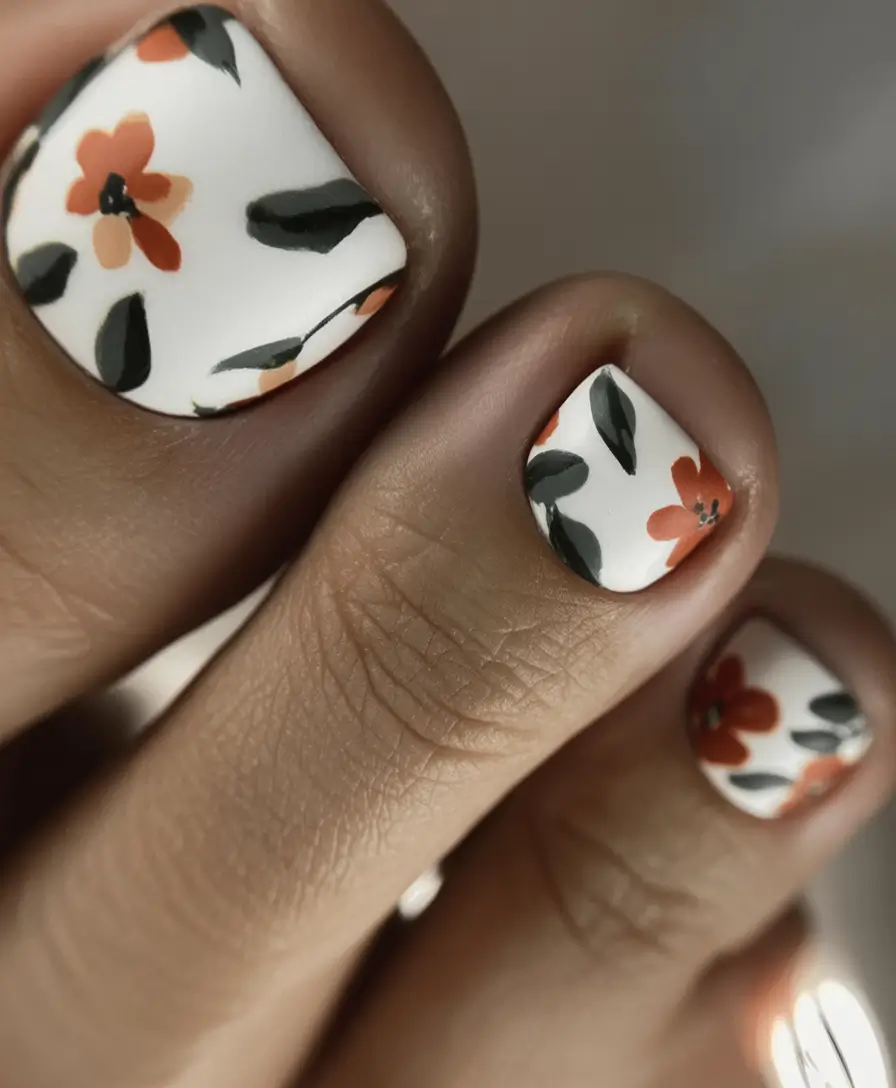Pretty Toe Nail Ideas for September 2025 Retro Floral Pop