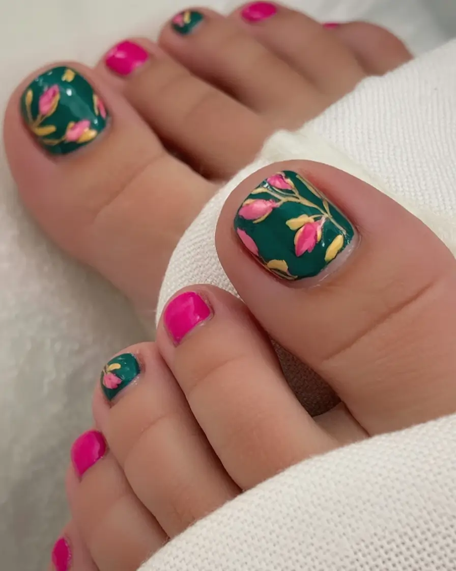 Pretty Toe Nail Ideas for September 2025 Garden-Inspired Floral Fantasy