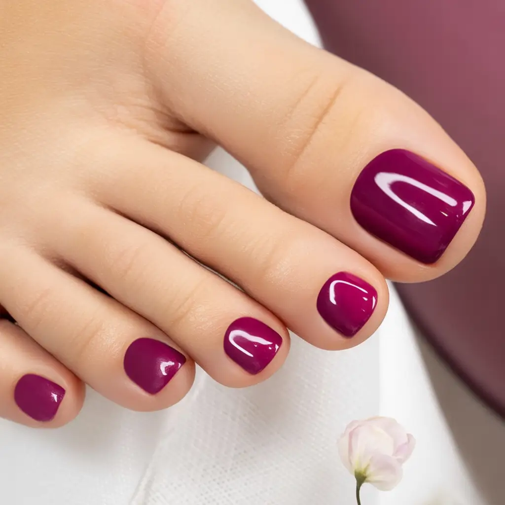 Pretty Toe Nail Ideas for September 2025 Glossy Berry Chic