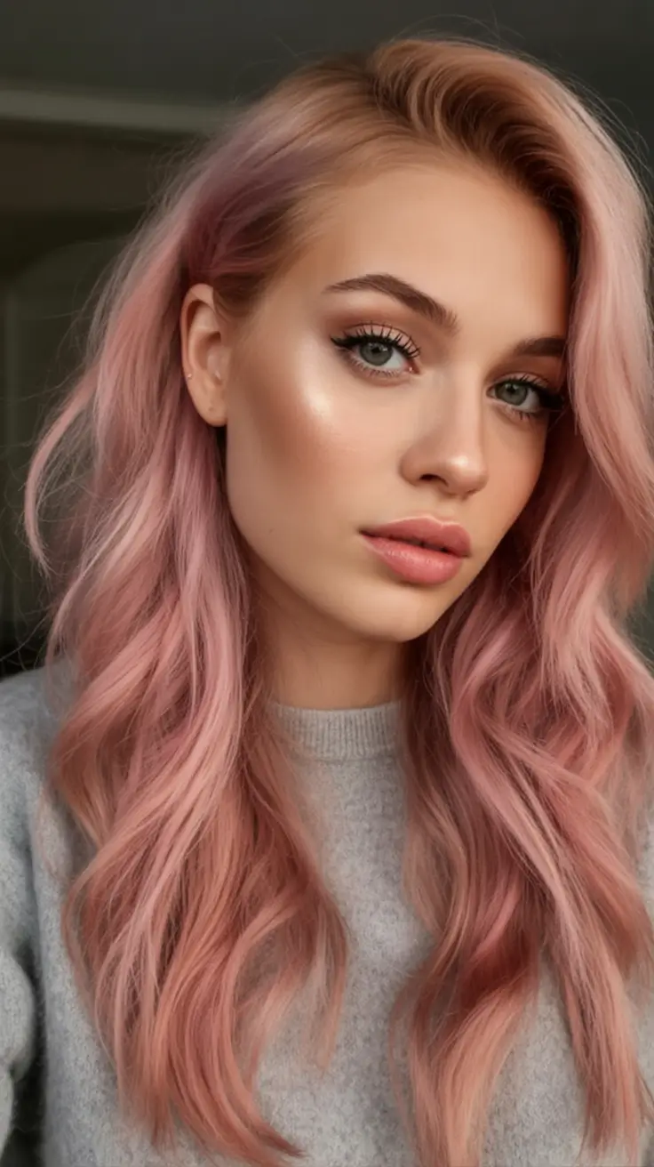 Fall Hair Color Trends for September 2025 Muted Rosewood Waves