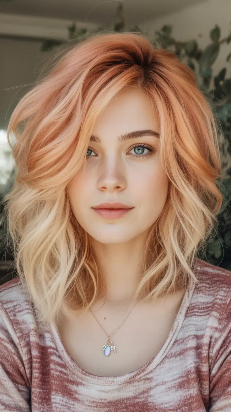 Fall Hair Color Trends for September 2025 Peach Cream Lob