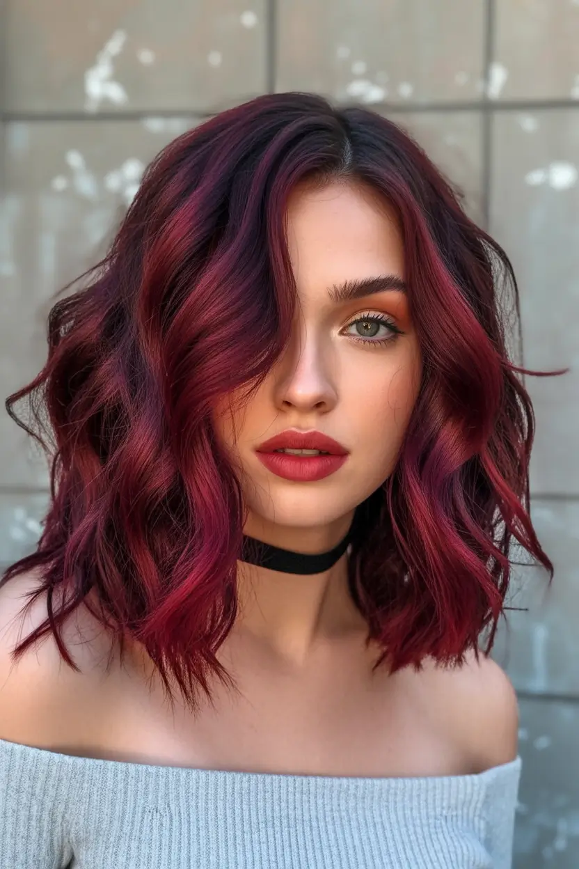 Fall Hair Color Trends for September 2025 Vampy Crimson Texture
