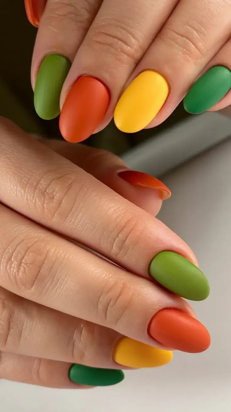 Simple Fall Nails Inspiration 2025 Matte Harvest Colors for a Cozy Autumn Palette