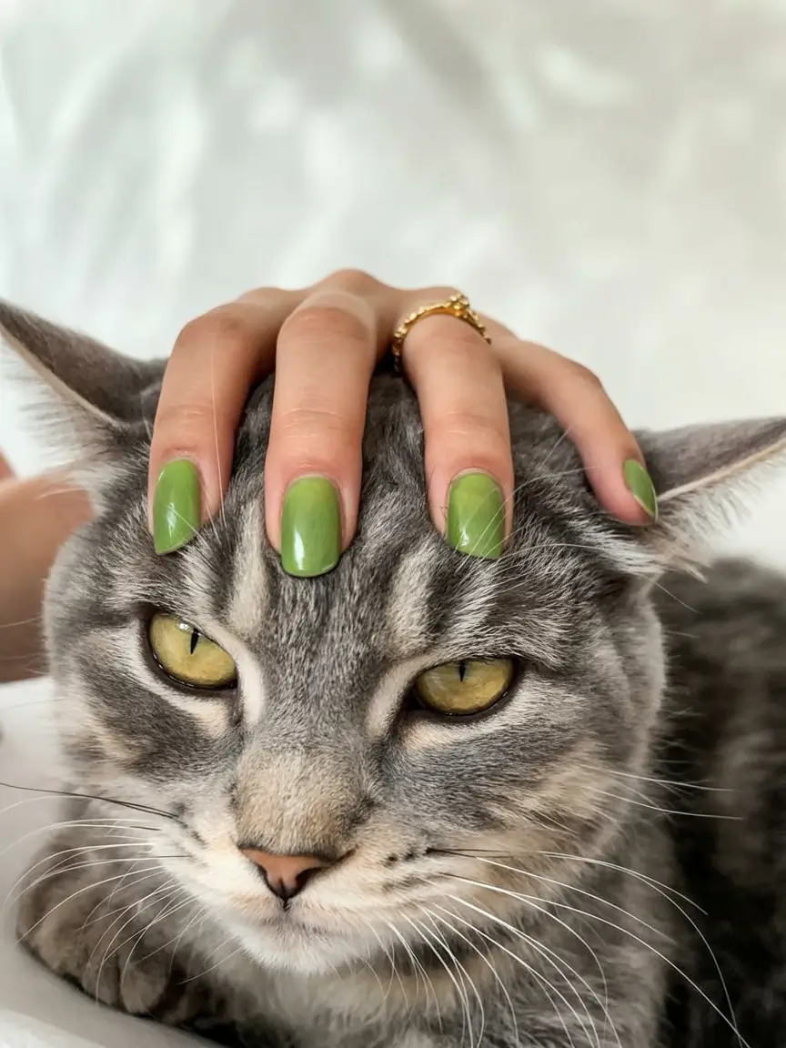 Simple Fall Nails Inspiration 2025 Olive Envy in Classic Shape