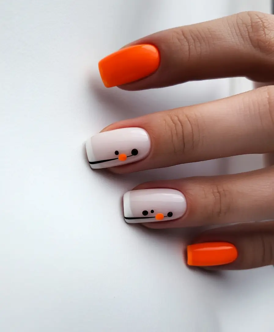 Simple Fall Nails Inspiration 2025 Minimalist Pumpkin Chic with French Detail