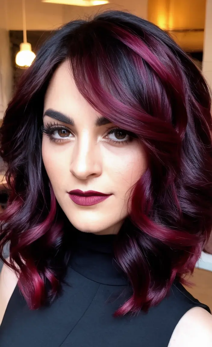 Top Burgundy Hair Color Looks for Autumn 2025 Retro Glam Burgundy Blowout