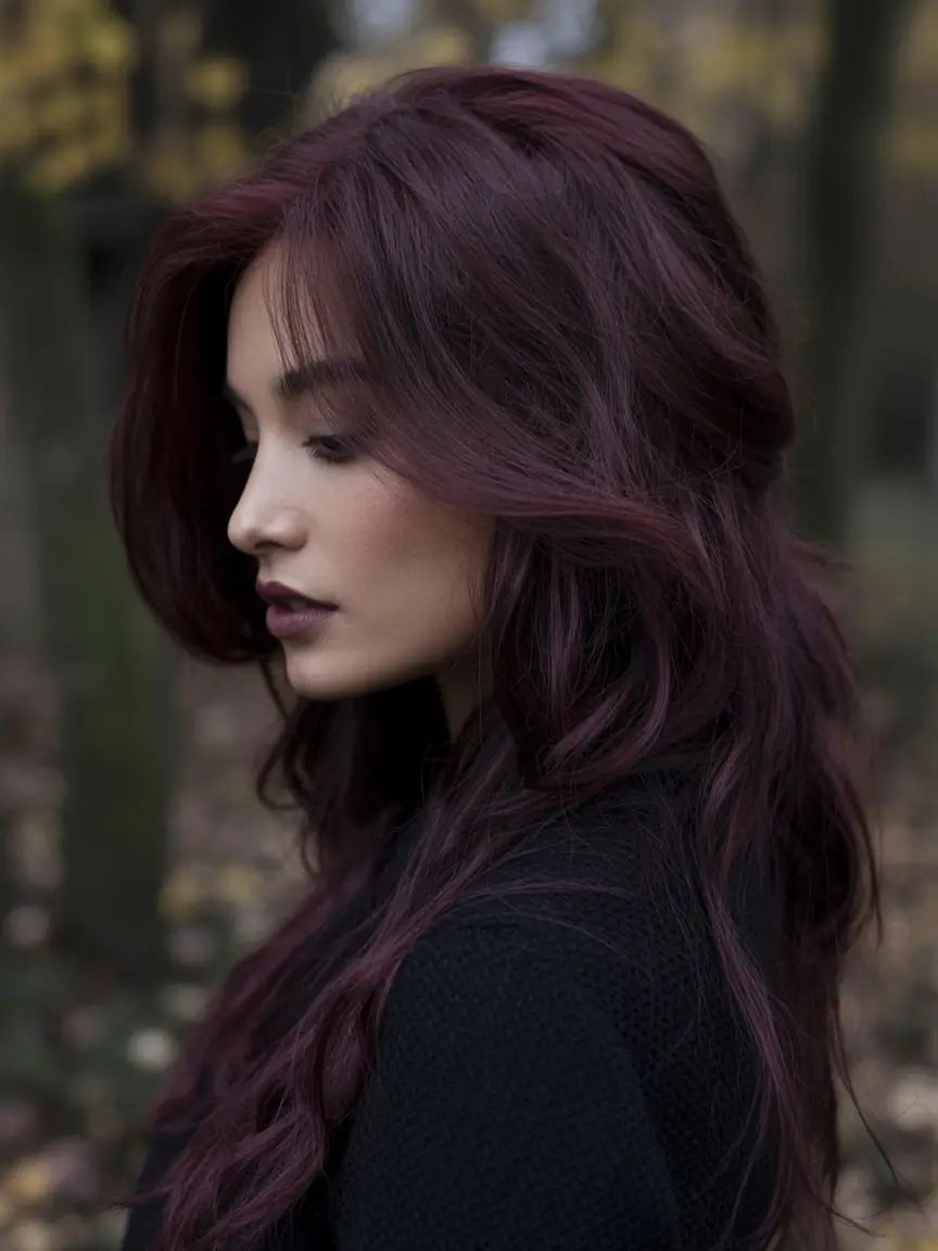 Top Burgundy Hair Color Looks for Autumn 2025 Windswept Red Wine Layers for Fall Forest Walks