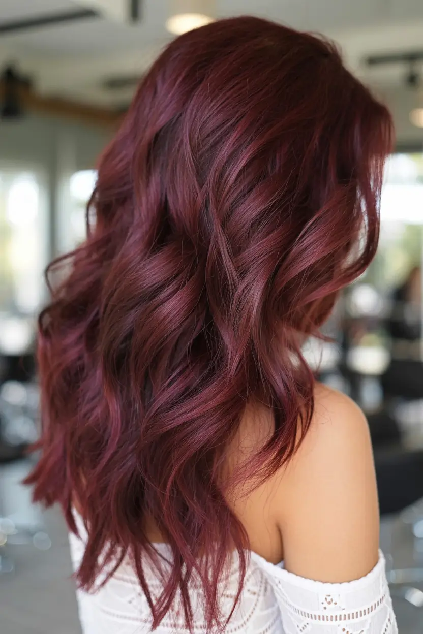 Top Burgundy Hair Color Looks for Autumn 2025 Soft Romantic Curls in Classic Burgundy