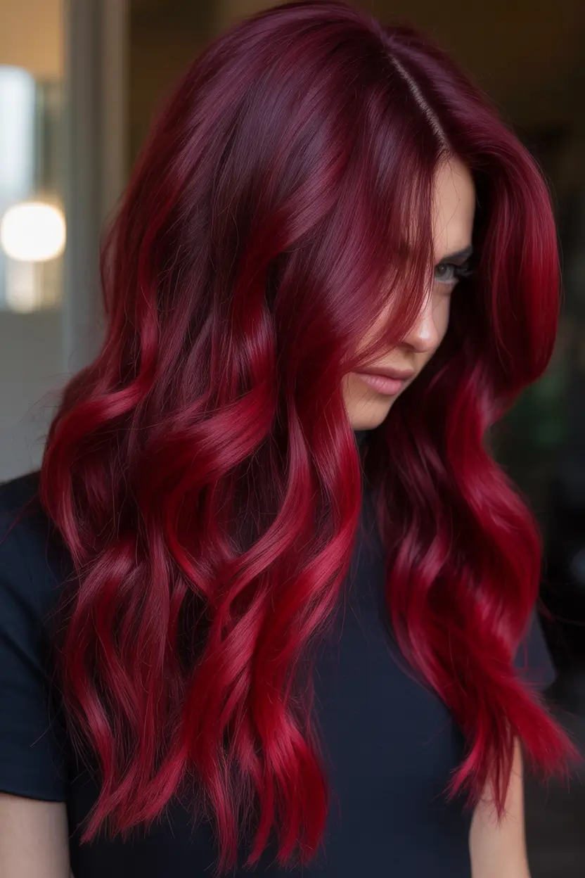 Top Burgundy Hair Color Looks for Autumn 2025 Classic Deep Cherry Red Waves