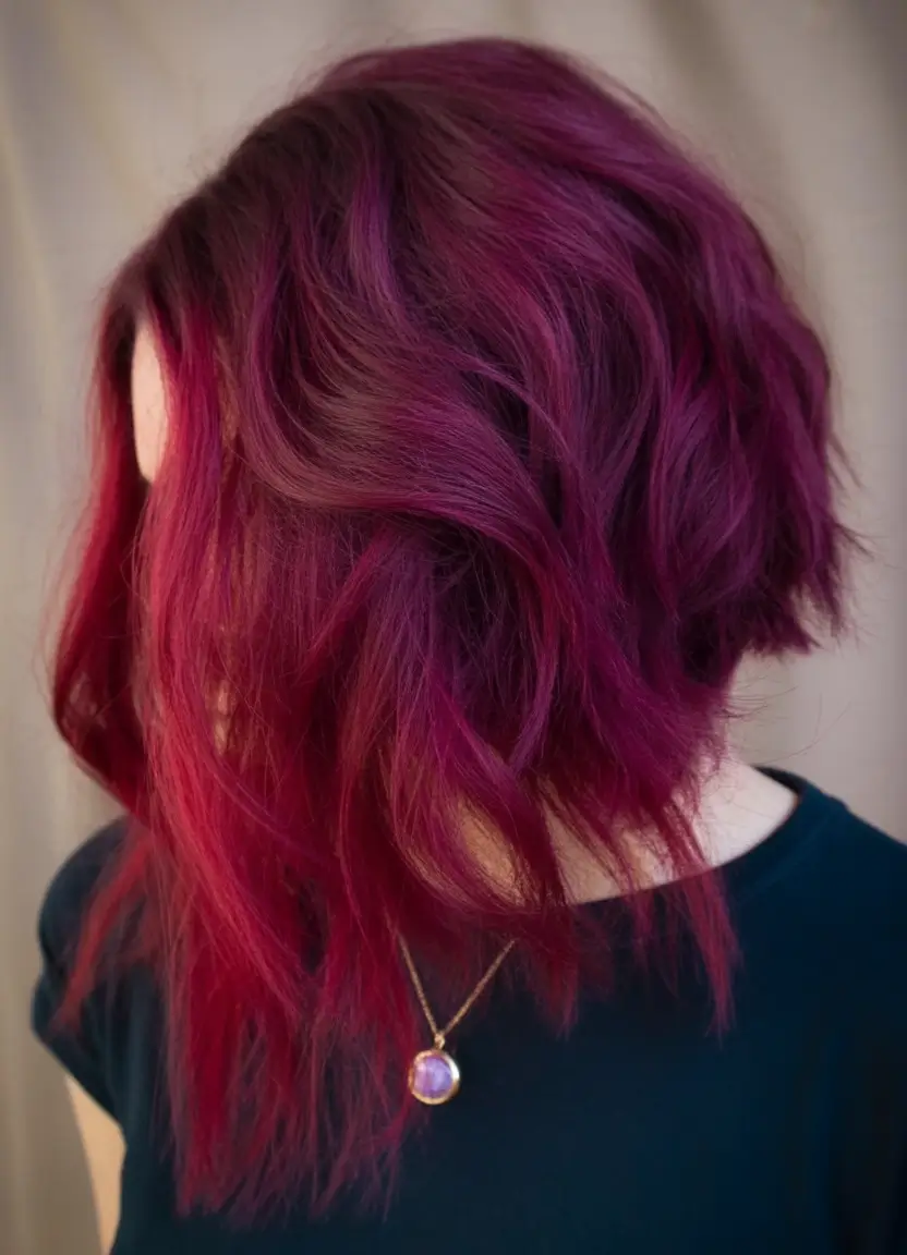 Top Burgundy Hair Color Looks for Autumn 2025 Berry Red Textured Lob