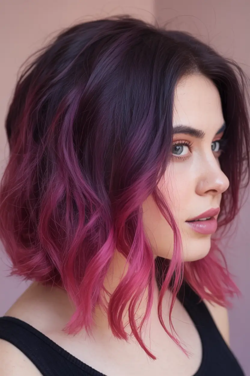 Top Burgundy Hair Color Looks for Autumn 2025 Amethyst to Magenta Gradient Lob