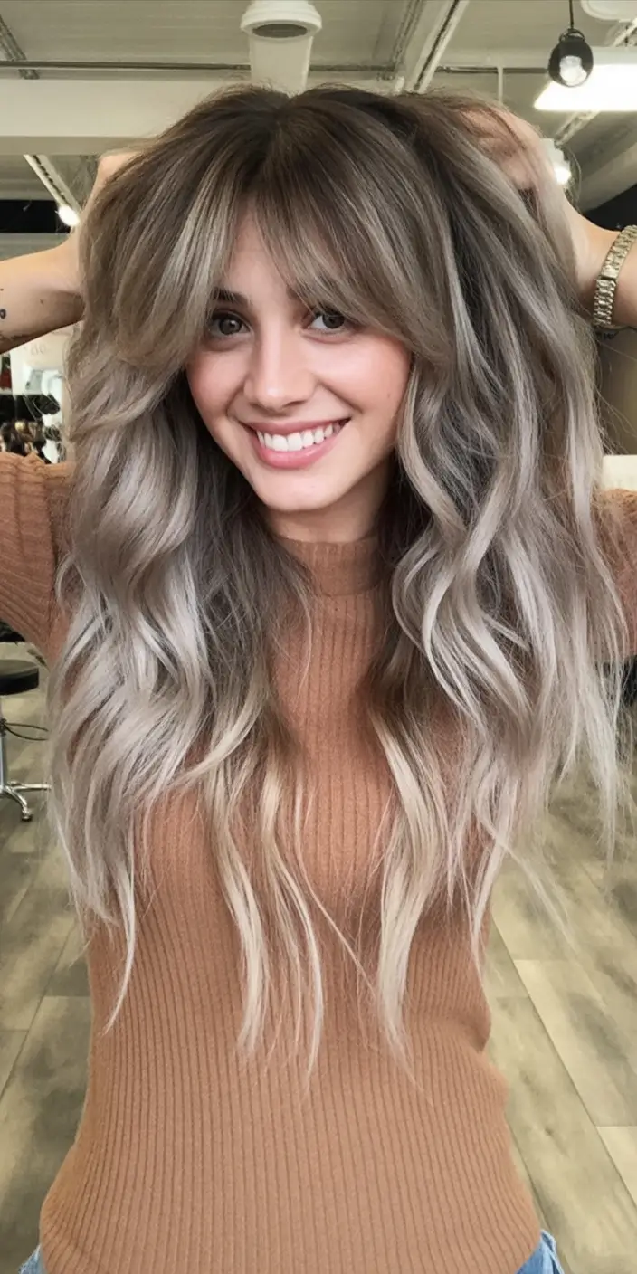 Top Fall 2025 Hair Colors for Cool Skin Smoky Ash Waves with Soft Layers