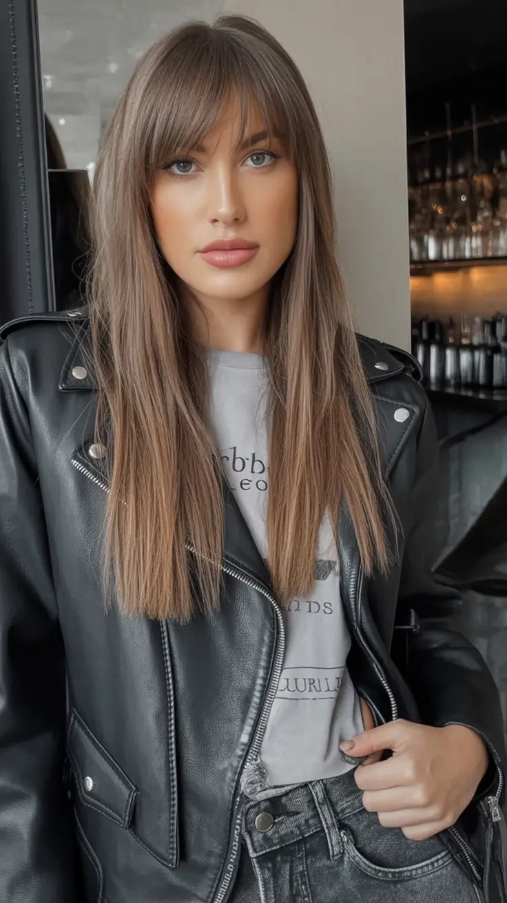 Top Fall 2025 Hair Colors for Cool Skin Muted Taupe Brunette with Sleek Texture