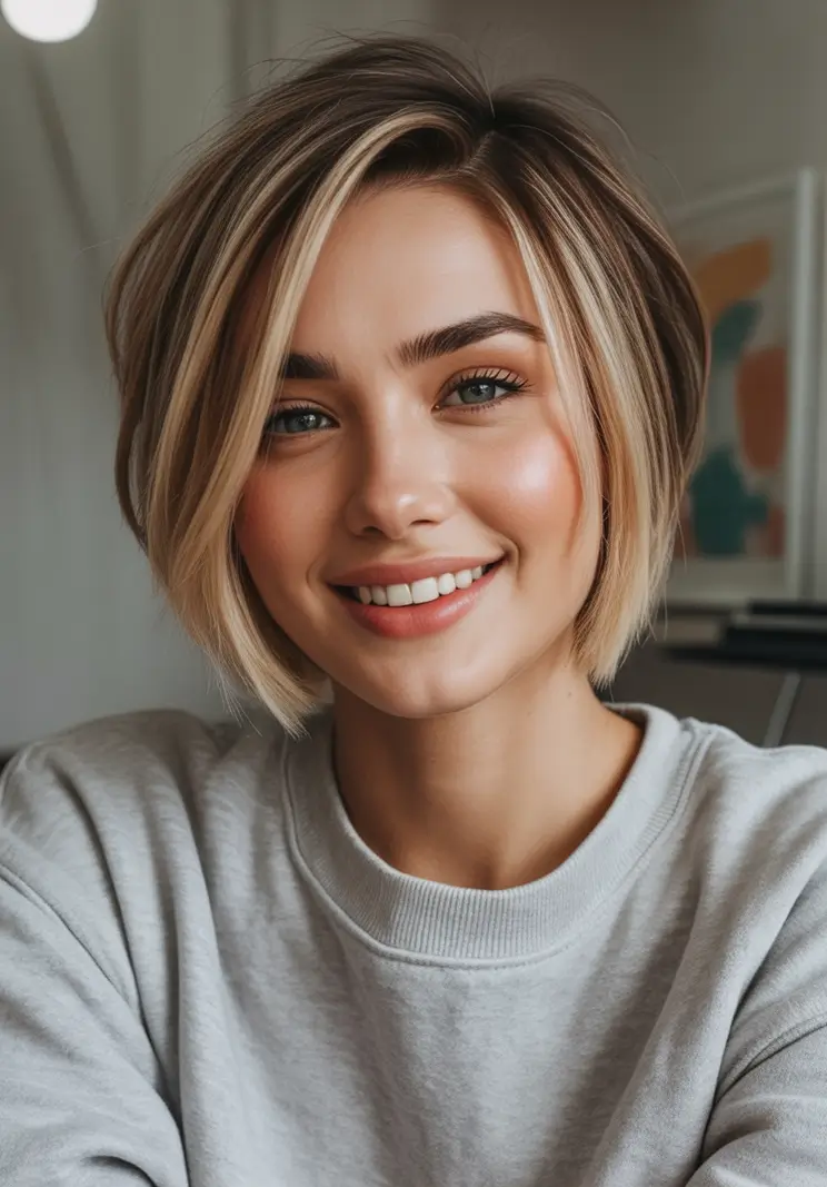 Top Fall 2025 Hair Colors for Cool Skin Rooty Champagne Short Cut