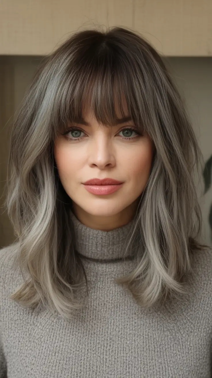 Top Fall 2025 Hair Colors for Cool Skin Smoky Lilac Brunette with Wispy Ends