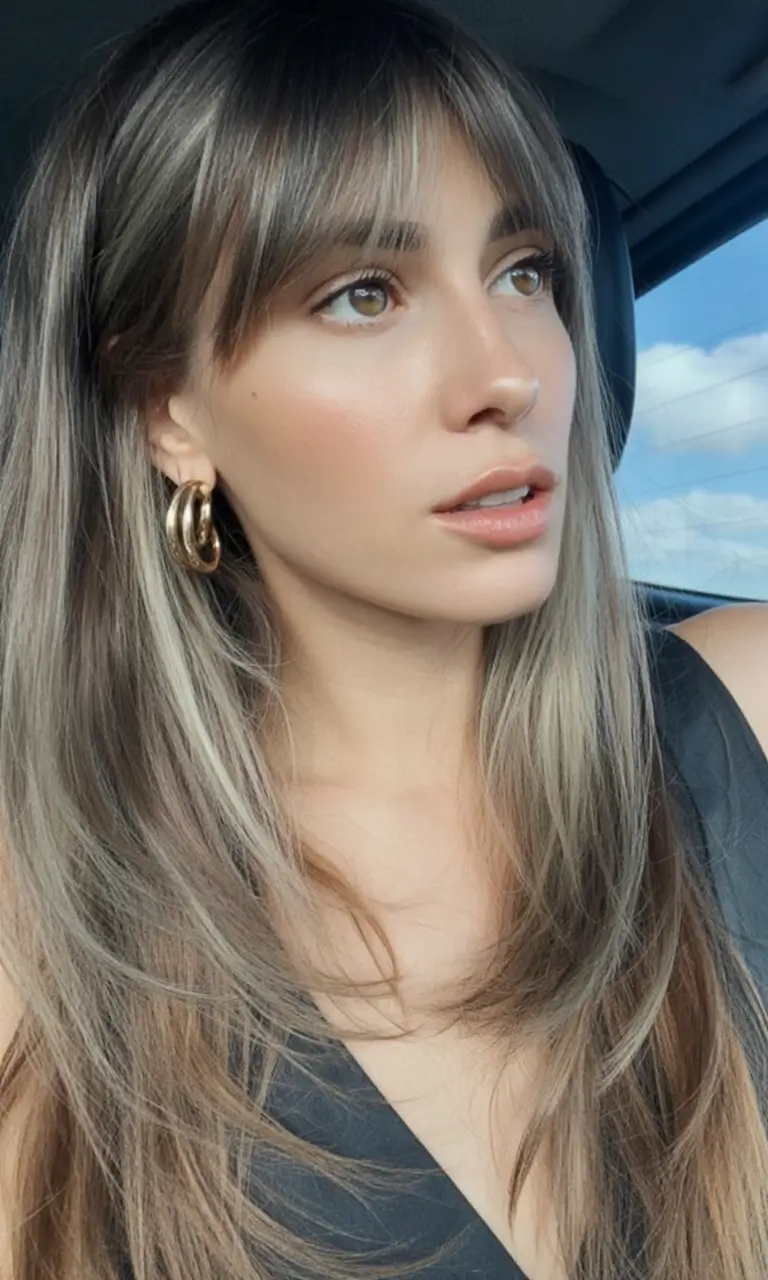 Top Fall 2025 Hair Colors for Cool Skin Soft Mocha Brunette with Ivory Ribbons