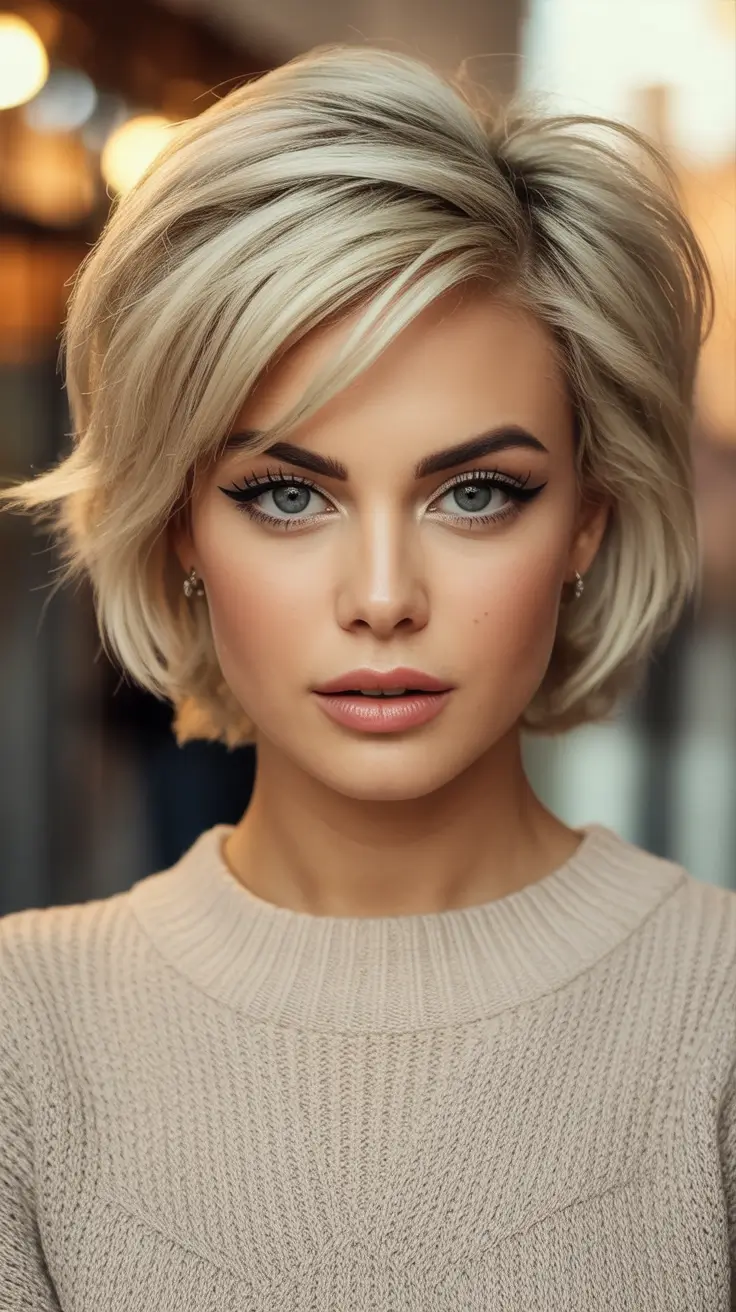 Top Fall 2025 Hair Colors for Cool Skin Frosted Beige Blonde Bob