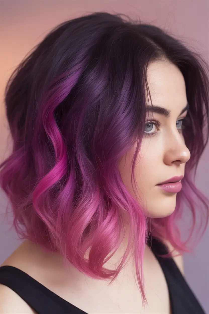 Top Hair Colors to Try This autumn 2025 Violet to Magenta Ombre