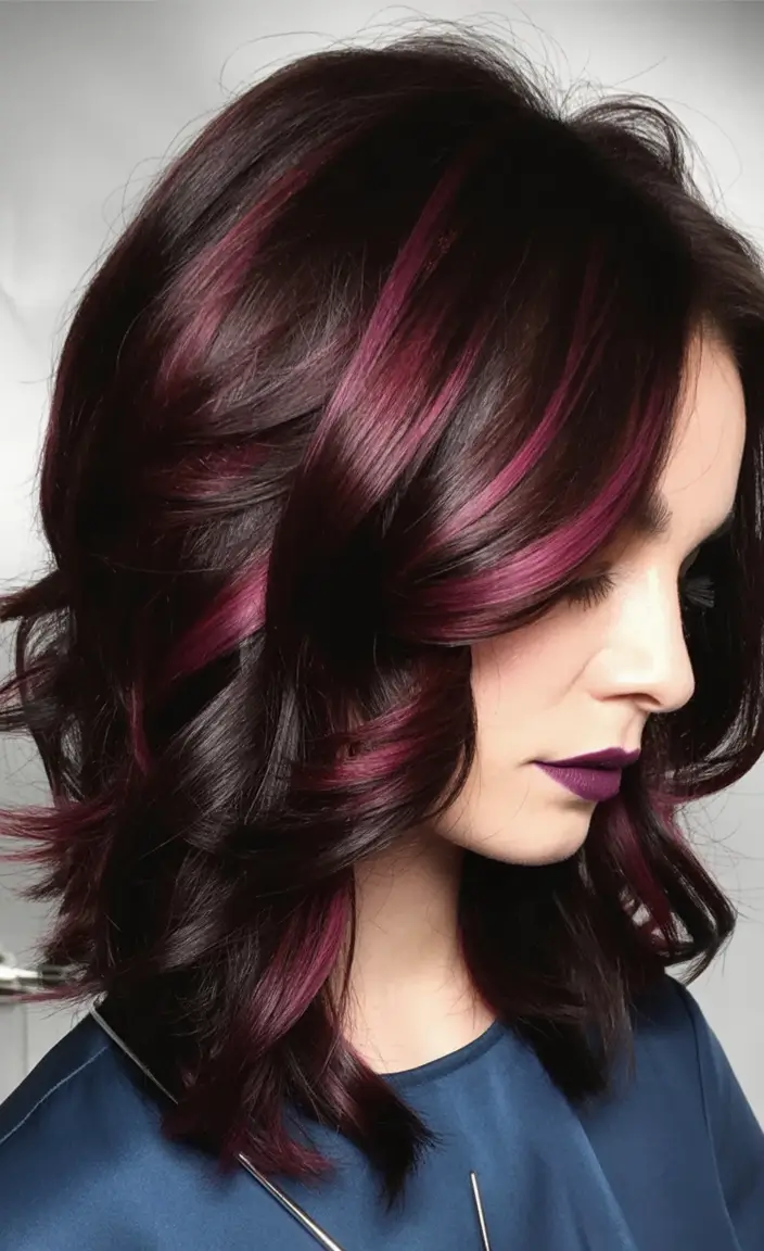 Top Hair Colors to Try This autumn 2025 Black Plum with Deep Violet Lights