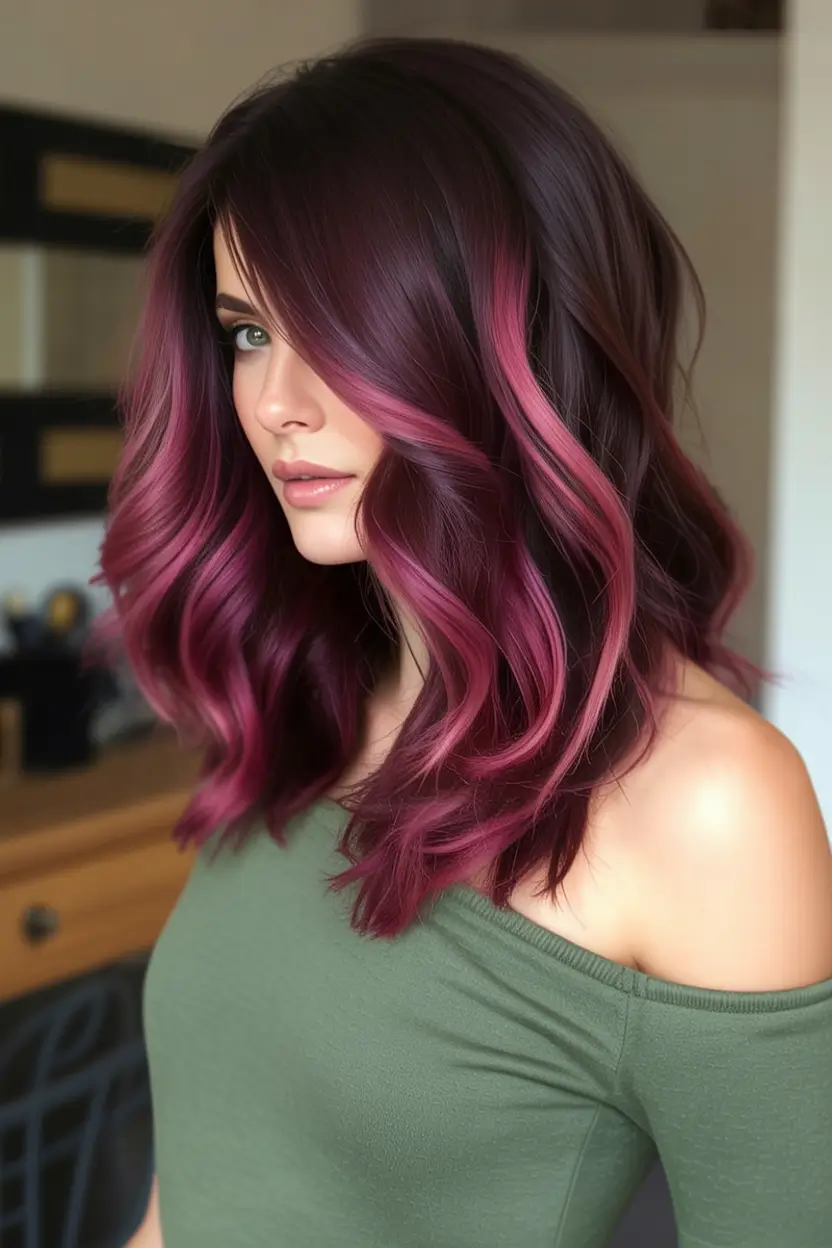 Top Hair Colors to Try This autumn 2025 Muted Mauve with Hints of Berry Pink