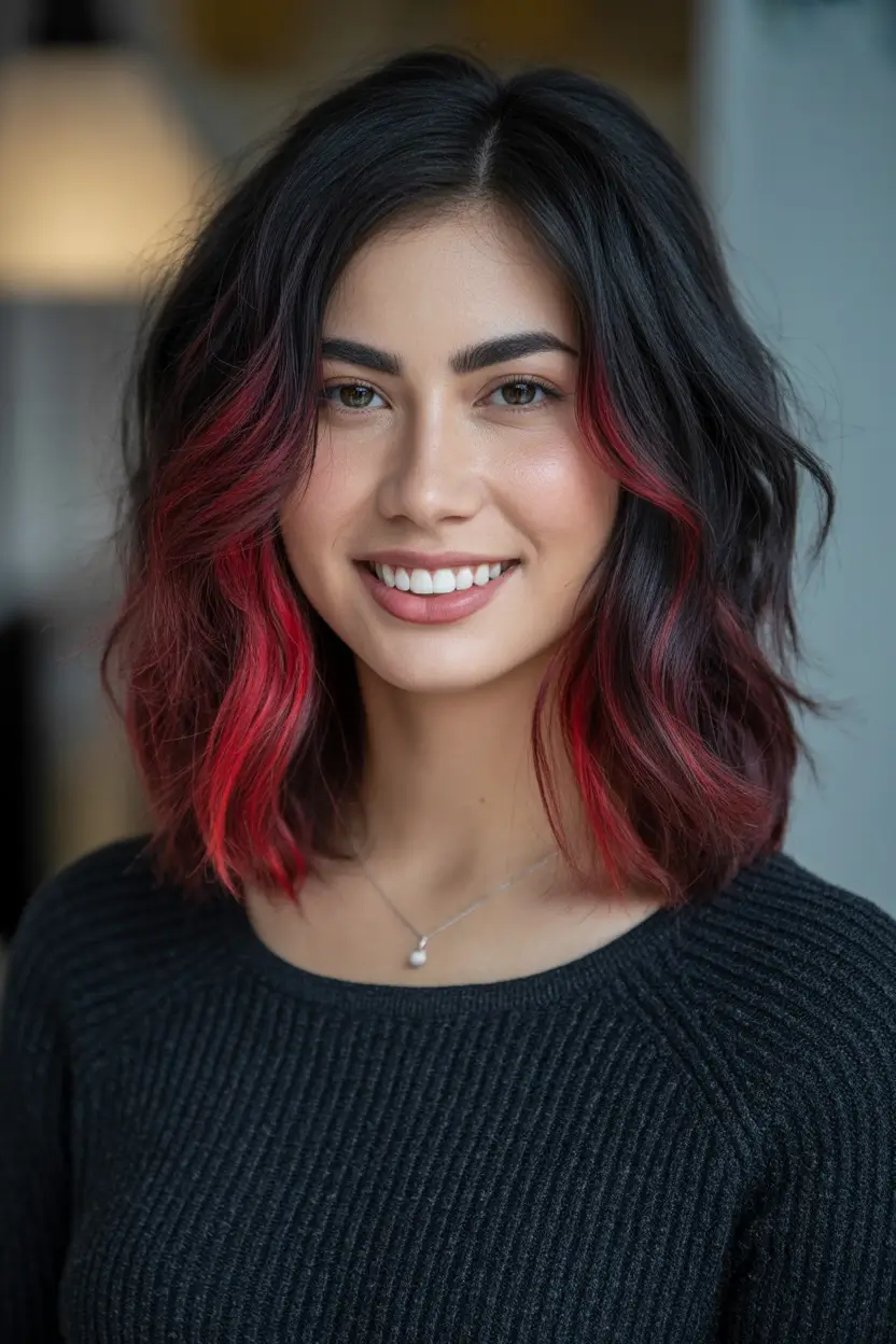 Top Hair Colors to Try This autumn 2025 Rich Red Flames Under Soft Black