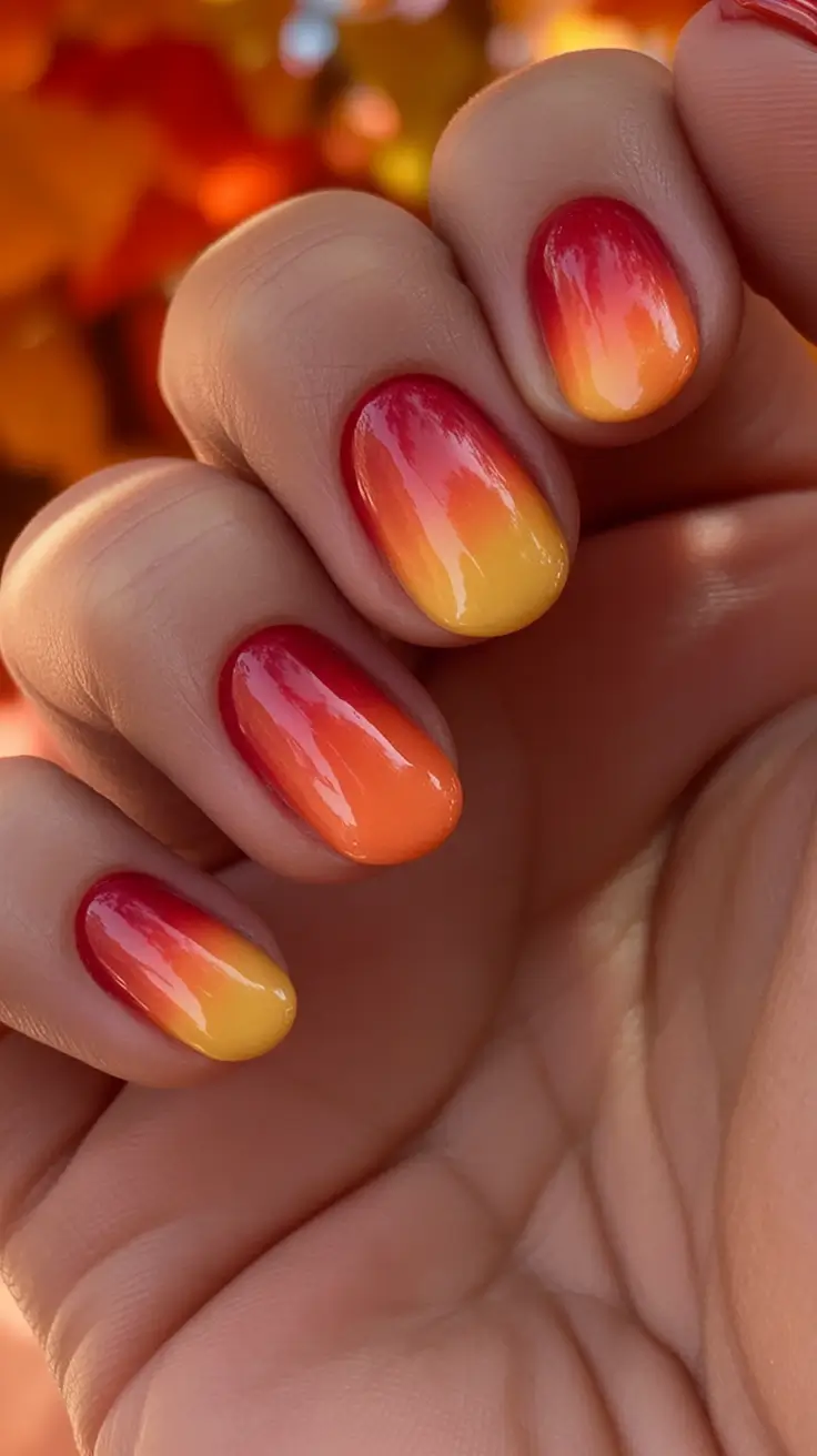 Trendy Fall Season Nails Designs Ideas 2025 Sunset Ombre Fade