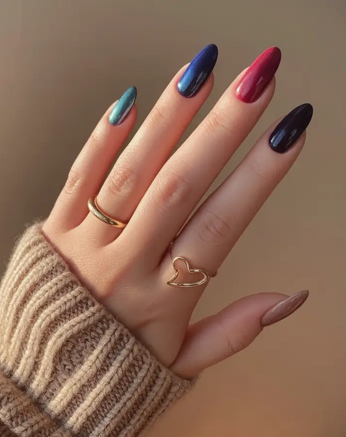 Trendy Fall Season Nails Designs Ideas 2025 Moody Metallic Fade