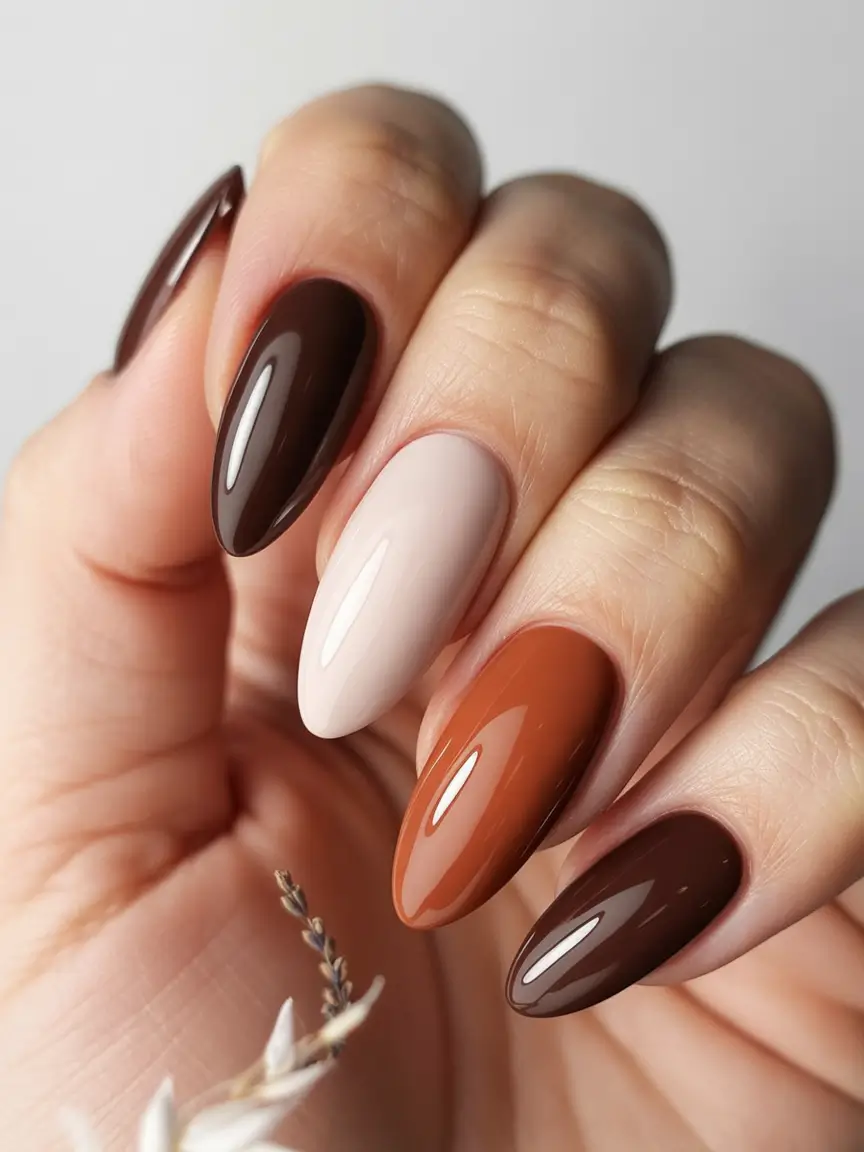 Trendy Fall Season Nails Designs Ideas 2025 Glossy Chocolate Fade