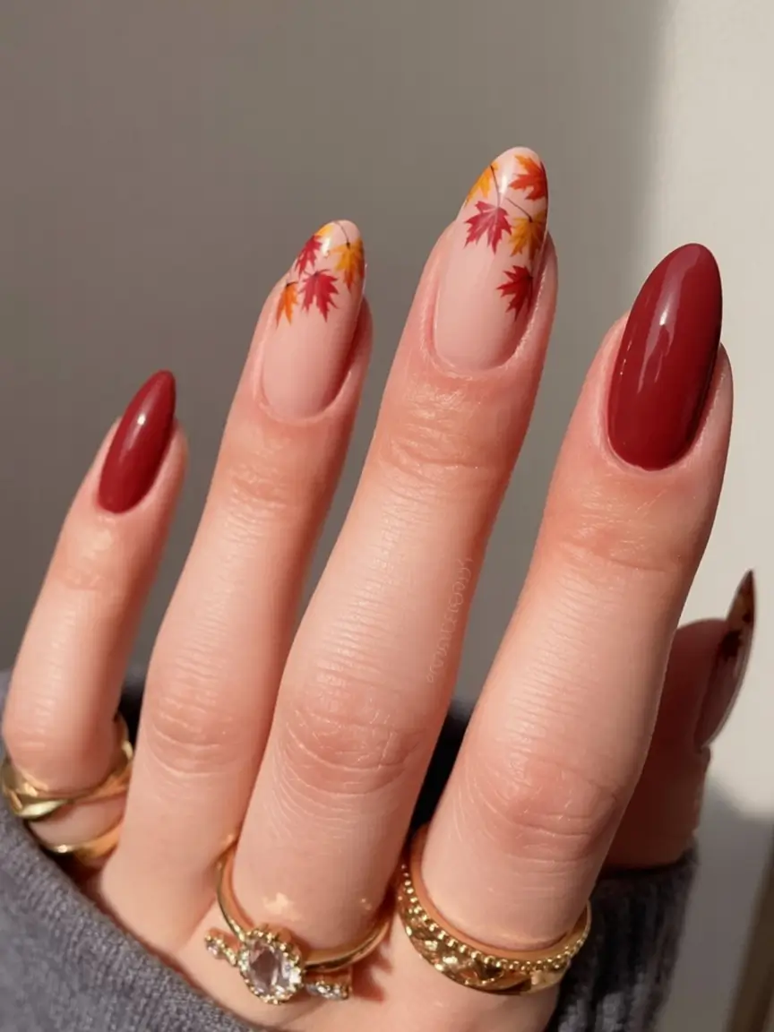 Trendy Fall Season Nails Designs Ideas 2025 Falling Maple Magic